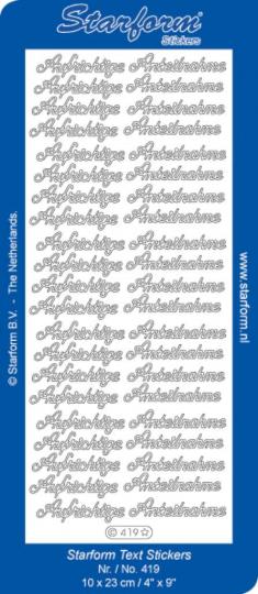 Stickerbogen Text DE: Aufrichtige Anteilnahme 100x230mm 
