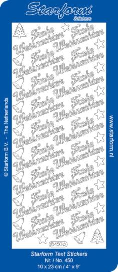 Stickerbogen Text DE Christmas: Frohe Weihnachten 1 100x230mm Silber Silber