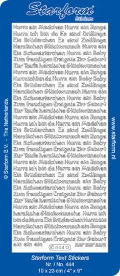 Stickerbogen Text DE: Geburt assorted 100x230mm Silber Silber