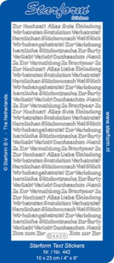 Stickerbogen Text DE: Hochzeit assorted 100x230mm 