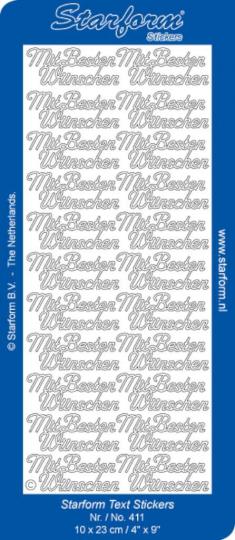 Stickerbogen Text DE: Mit Besten Wünschen 100x230mm 