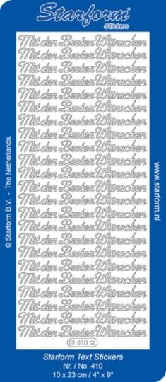 Stickerbogen Text DE: Mit den Besten Wünschen 100x230mm 