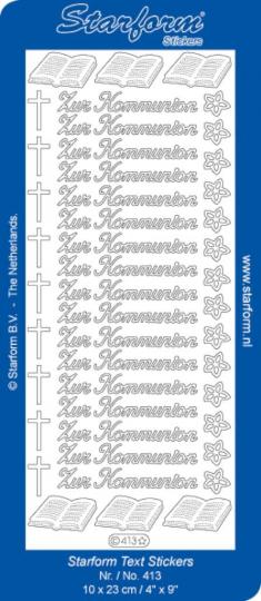 Stickerbogen Text DE: Zur Kommunion 100x230mm 