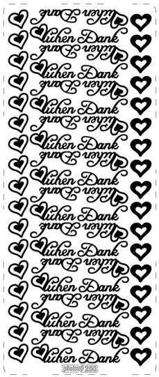 Stickerbogen Text: Herzlichen Dank 100x230mm Gold Gold