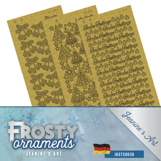 Stickerset 3tlg - Jeaninnes Art - Frosty Ornaments - Frohe Festtage - Gold glänzend 