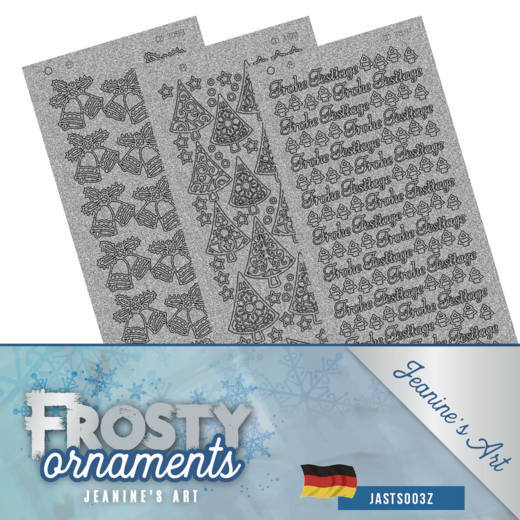 Stickerset 3tlg - Jeaninnes Art - Frosty Ornaments - Frohe Festtage - Silber glänzend 