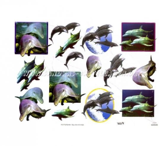 TBZ 3D Bogen geprägt - Delfine 