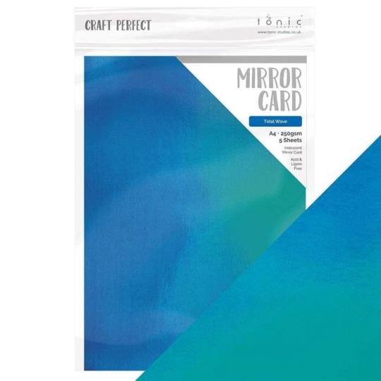Tonic Studios Irisierender-Spiegelkarton DIN A4  250g/m²  - 5 Bögen Tidal Wave Blau Tidal Wave Blau