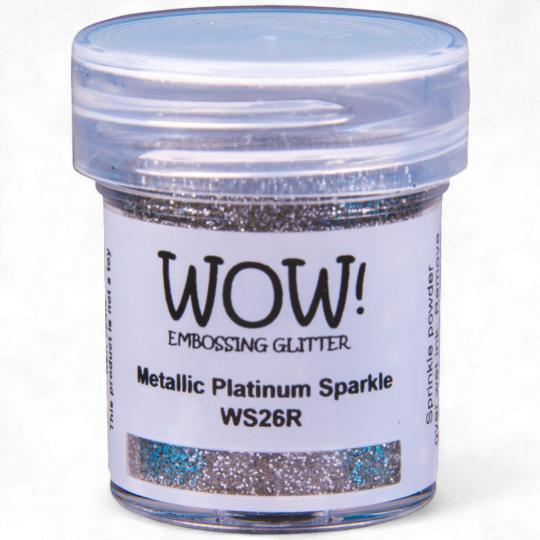 WOW Embossing Pulver 15ml - Glitzer - Metallic Platinum Sparkle - Regular Metallic Platinum Sparkle - Regular