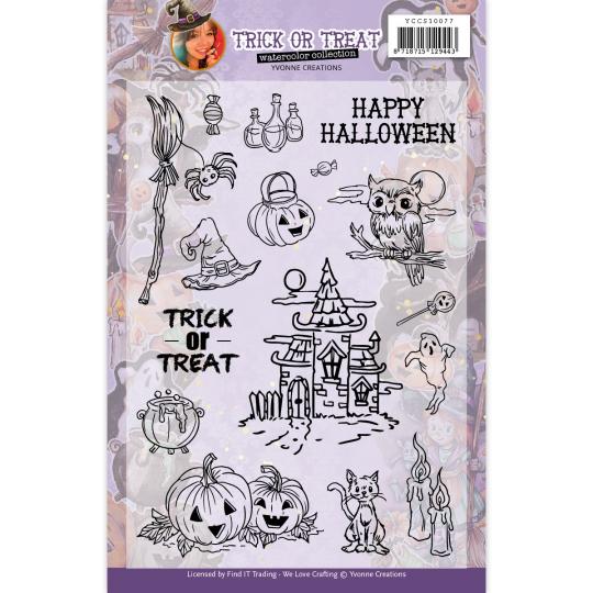 Clearstempel A5 - Yvonne Creations - Trick or Treat - Happy Halloween 