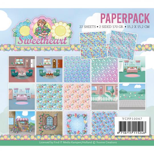 Paperpack - 15,2 x 15,2cm - Yvonne Creations - Bubbly Girls - Sweetheart – 170gr - 