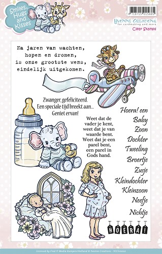 Yvonne Creations Clear Stempel Smiles, Hugs and Kisses 20x14cm 