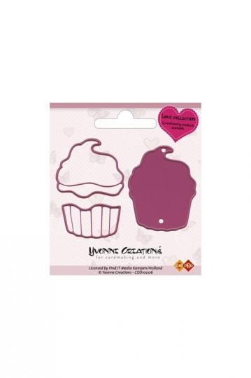 Yvonne Creations - Stanz- und Prägeschablone - Love Cupcake 