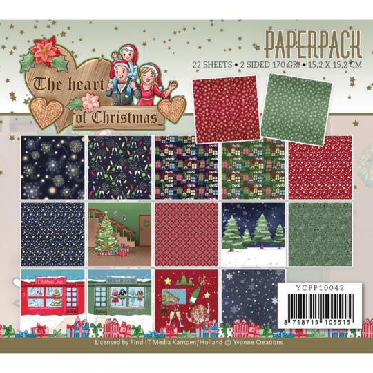 Paperpack - 15,2 x 15,2cm - Yvonne Creations - The Heart of Christmas – 170gr - 