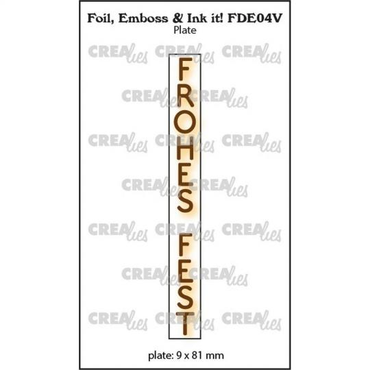 Crealies • Foil, Emboss & Ink It! Stempel - Frohes Fest (Vertical) 