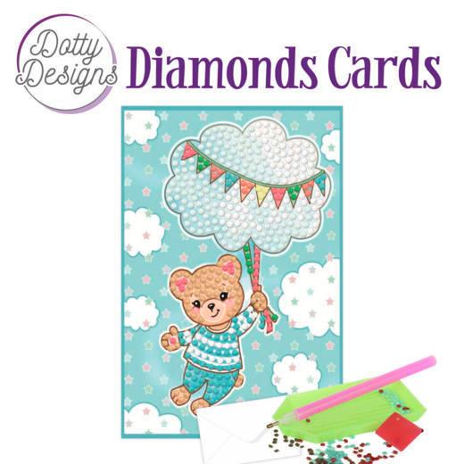 Dotty Designs Diamonds Karte 10 x 15cm - Malen mit Diamanten - Baby Bär Blau 