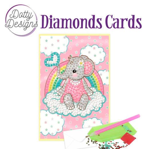 Dotty Designs Diamonds Karte 10 x 15cm - Malen mit Diamanten - Baby Elefant Pink 