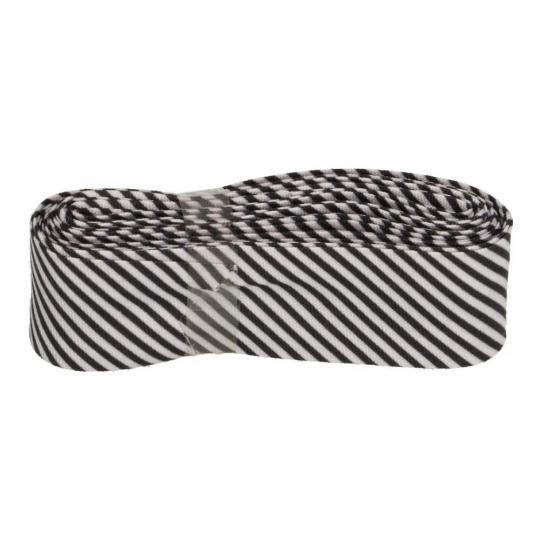 Schrägband / Einfassband mit Muster gefalzt 3m x 20mm 006- Streifen Schwarz-Weiß