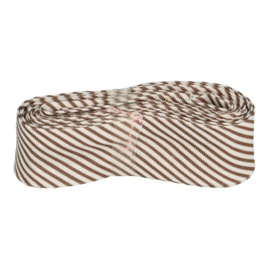Schrägband / Einfassband mit Muster gefalzt 3m x 20mm 012- Streifen Braun-Weiß