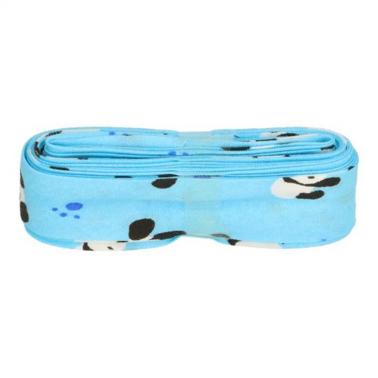 Schrägband / Einfassband mit Muster gefalzt 3m x 20mm 003- Pandabär Hellblau