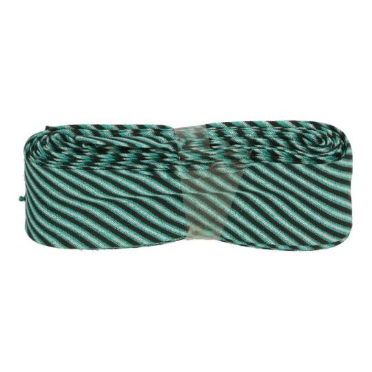 Schrägband / Einfassband mit Muster gefalzt 3m x 20mm 005- Streifen Grün-Weiß-Schwarz