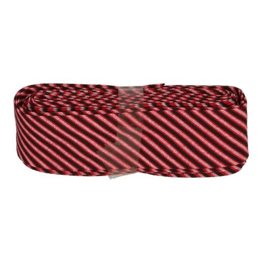 Schrägband / Einfassband mit Muster gefalzt 3m x 20mm 006- Streifen Rot-Schwarz-Rot