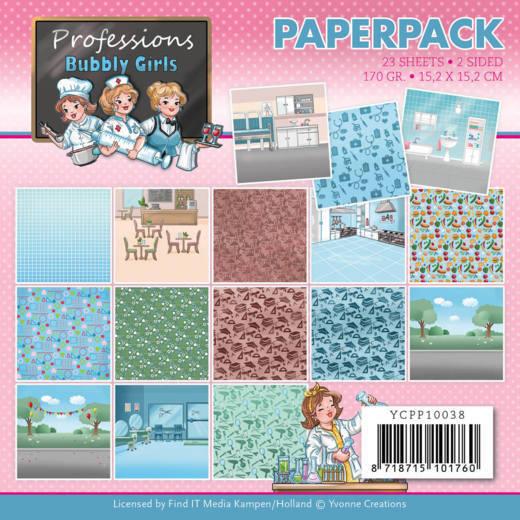 Paperpack - 15,2 x 15,2cm - Yvonne Creations - Bubbly Girls - Professions – 170gr - 
