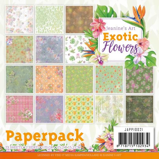 Paperpack - 15,2 x 15,2cm - Jeanines Art - Exotic Flowers – 170gr - 