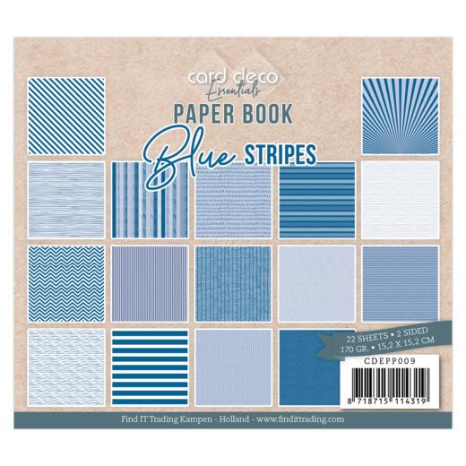 Card Deco Essentials Paperpack - 15,2  x 15,2cm 170g/m²  - 22 Blatt - Blaue Streifen 