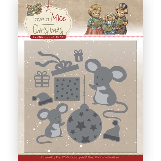 Stanzschablone - Yvonne Creations - Have a Mice Christmas - Mäuse Geschenke 
