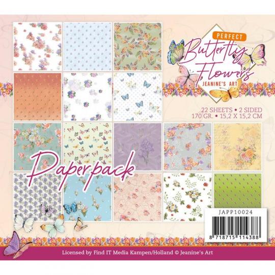 Paperpack - 15,2 x 15,2cm - Jeanines Art - Perfect Butterfly Flowers – 170gr - 