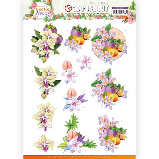 3D-Stanzbogen - Jeaninnes Art - Exotic Flowers - Purple Blumen 