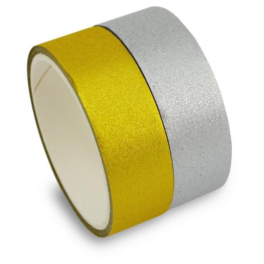 Metallic Washi-Tape Klebeband 2 Rollen je 1,5cm x 3m - Gold, Silber 