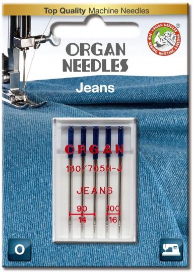 Organ Needles 5 Nähmaschinennadeln - Jeans 90-100 - 130/705H-J 