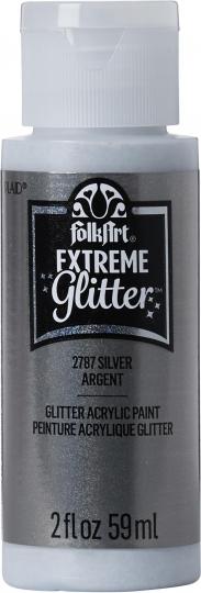 Plaid Folkart - Extreme Glitter Acrylfarbe - 59ml Silver / Silber