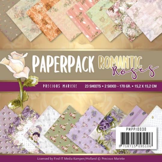 Paperpack - 15,2 x 15,2cm - Precious Marieke – Romantic Roses – 170gr - 