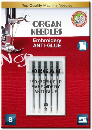 Organ Needles 5 Stickmaschinennadeln - Embroidery ANTI GLUE - 130/705H E-LP 